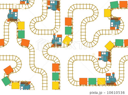 シームレスパターン 汽車ぽっぽ 着色 透過 のイラスト素材