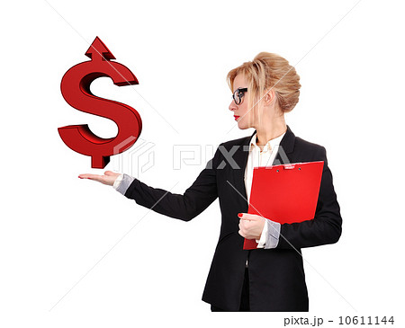 businesswoman holding dollar businesswoman holding dollar 10611144
