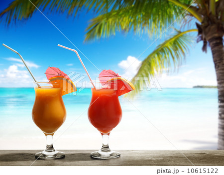 Two fresh juices on beach Two fresh juices on beach 10615122