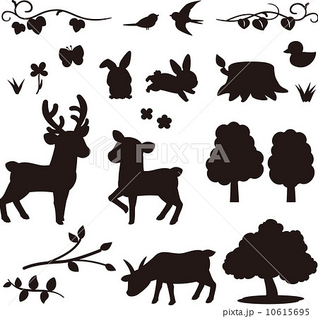 森の動物のシルエット素材のイラスト素材 10615695 Pixta
