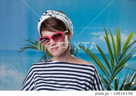 Pretty middle-aged woman dressed in sailor's style Pretty middle-aged woman dressed in sailor's style 10616149