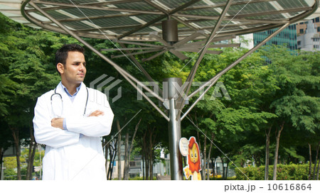 Office wear with Singapore skyline 10616864