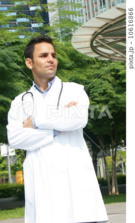 Office wear with Singapore skyline 10616866