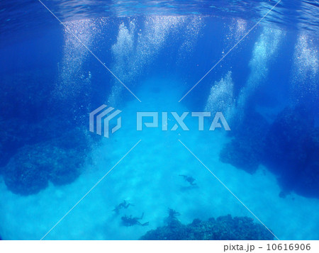沖縄　慶良間諸島　国立公園　ダイビング　ダイバー　砂地　泡 10616906