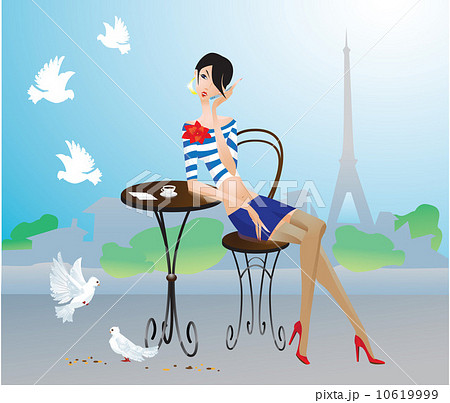 Girl in Paris street cafe Girl in Paris street cafe 10619999