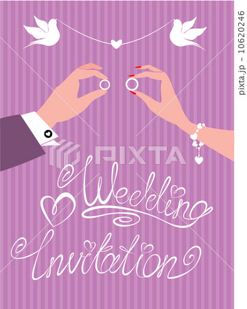 wedding invitation - groom and bride hands with wedding rings wedding invitation - groom and bride hands with wedding rings 10620246