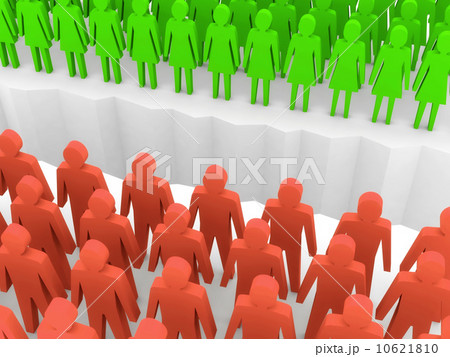 Men and women split on sides, separation crack. 10621810