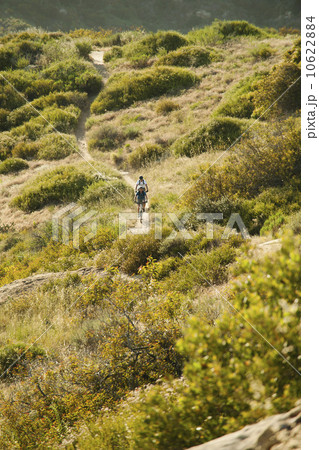USA, California, Laguna Beach, Mountain bikers on trail 10622884