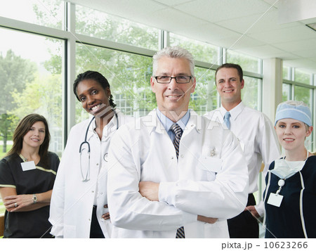 Male and female doctor, hospital manager and nurse posing for portrait Male and female doctor, hospital manager and nurse posing for portrait 10623266