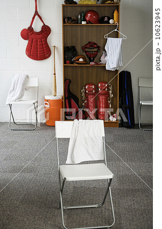 Baseball equipment in locker room 10623945
