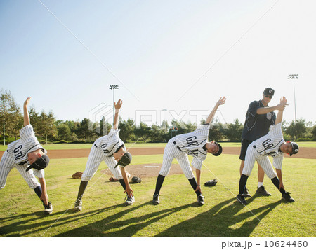 USA, California, Ladera Ranch, Coach training boys (10-11) from little league USA, California, Ladera Ranch, Coach training boys (10-11) from little league 10624460