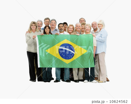 Group of people holding the Brazilian flag Group of people holding the Brazilian flag 10624562