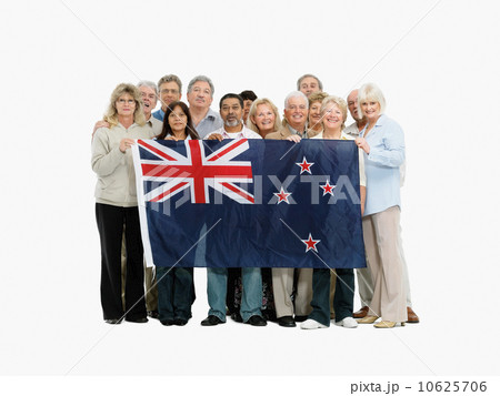 Group of people holding the New Zealand flag Group of people holding the New Zealand flag 10625706