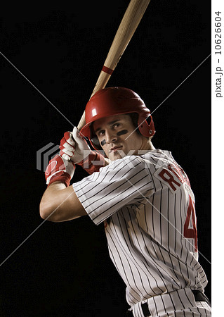 Portrait of baseball player in batting stance 10626604