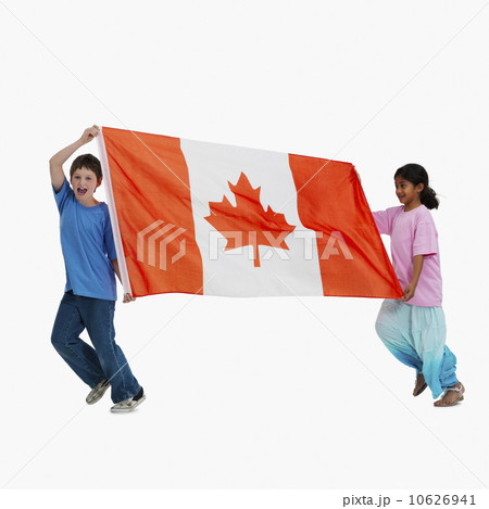 Children carrying Canadian flag 10626941