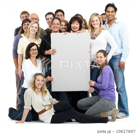 Group of people holding blank billboard 10627607