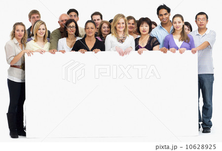 Group of people holding blank billboard 10628925