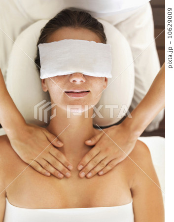 Woman receiving massage in spa Woman receiving massage in spa 10629009
