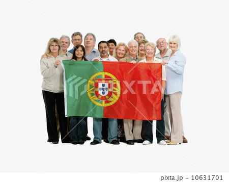 Group of people holding the Portuguese flag Group of people holding the Portuguese flag 10631701