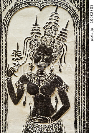 Female divinity goddess at temple Angkor Wat Cambodia Khmer Female divinity goddess at temple Angkor Wat Cambodia Khmer 10632305