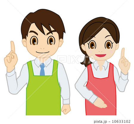 指を立てるスーパーの店員 10633102