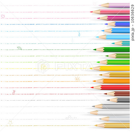 色鉛筆 虹のイラスト素材