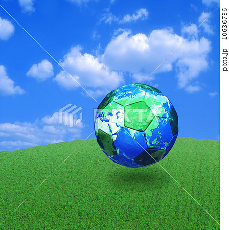 丘の上のサッカーボール/世界地図・ワールドカップ 丘の上のサッカーボール/世界地図・ワールドカップ 10636736