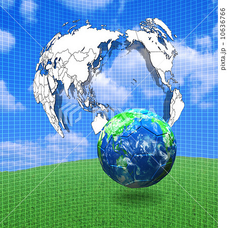 世界地図・ワールドカップ／サッカーボール 10636766