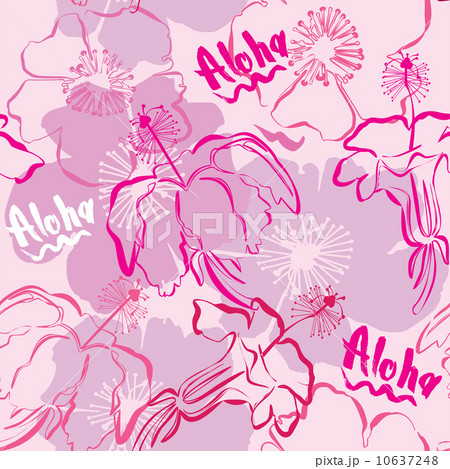 Seamless pattern with hand drawn outlines frangipani, Plumeria f 10637248