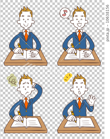 Four kinds of students studying to study poses and facial expressions Four kinds of students studying to study poses and facial expressions 10638156