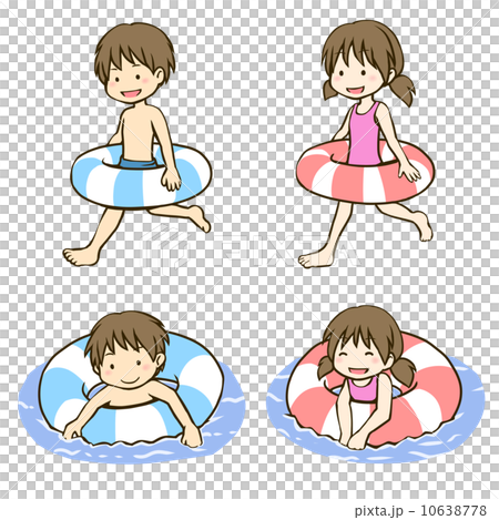 浮き輪を持った子供 浮き輪を持った子供 10638778