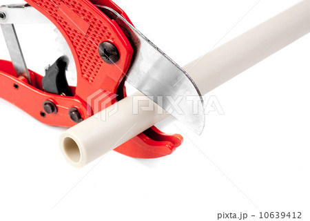 Tools for cutting pvc pipe isolated on white background 10639412