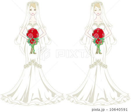 ウエディングドレスのイラスト素材