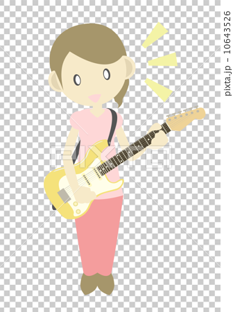 エレキギターを弾く女性 理解のイラスト素材