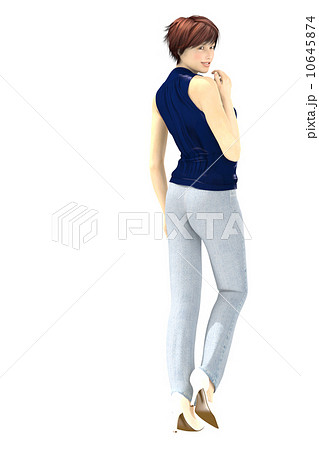 振り返る女性 合成用 背景透過 ３dcg イラスト素材のイラスト素材 10645874 Pixta