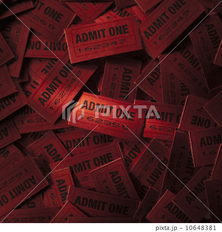 Pile of red admit one tickets Pile of red admit one tickets 10648381