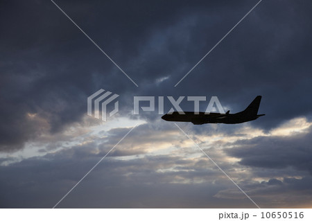 Commercial jet in cloudy sky 10650516