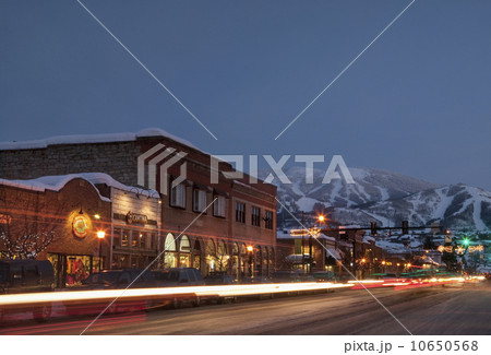 Steamboat Springs, Town at night with mountains in background, Steamboat Springs, Colorado, Use Steamboat Springs, Town at night with mountains in background, Steamboat Springs, Colorado, Use 10650568
