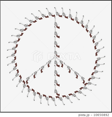 Guns arranged in the shape of a peace symbol 10650892