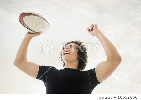 Portrait of rugby player celebrating victory 10652806