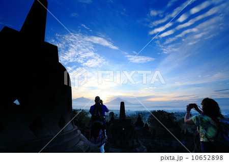Borobudur is a 9th-century Mahayana Buddhist Temple in Magelang, Central Java, Indonesia.  10652898