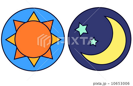 太陽と月のアイコンのイラスト素材