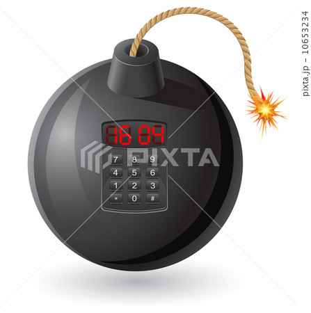 black bomb with a burning fuse and clockwork vector illustration 10653234