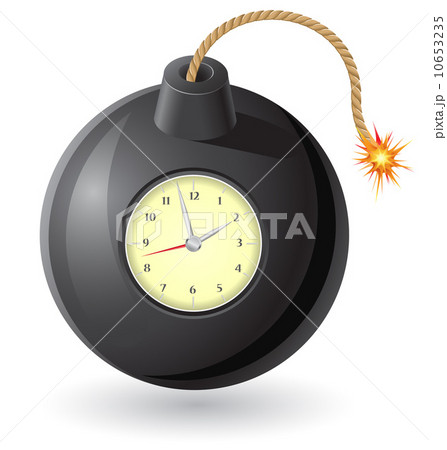 black bomb with a burning fuse and clockwork vector illustration 10653235