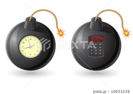 black bomb with a burning fuse and clockwork vector illustration 10653238