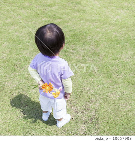 花を持って立つ男の子 10657908