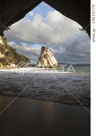 Moody sky over rock formation 10659770