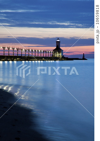Michigan City Lighthouse at sunset Michigan City Lighthouse at sunset 10659818
