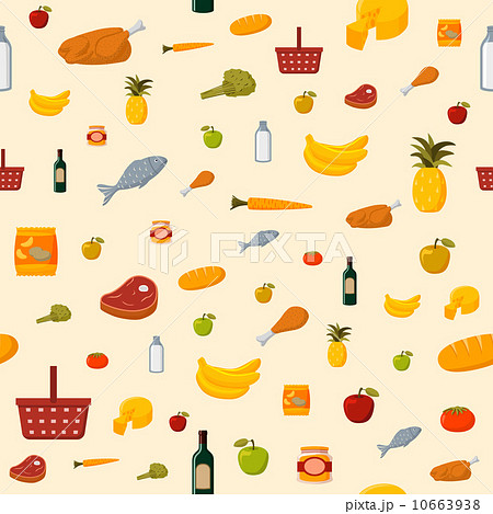 Supermarket food items seamless background 10663938
