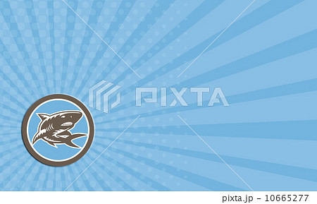 Business Card Shark Swimming Up Woodcut Retro 10665277